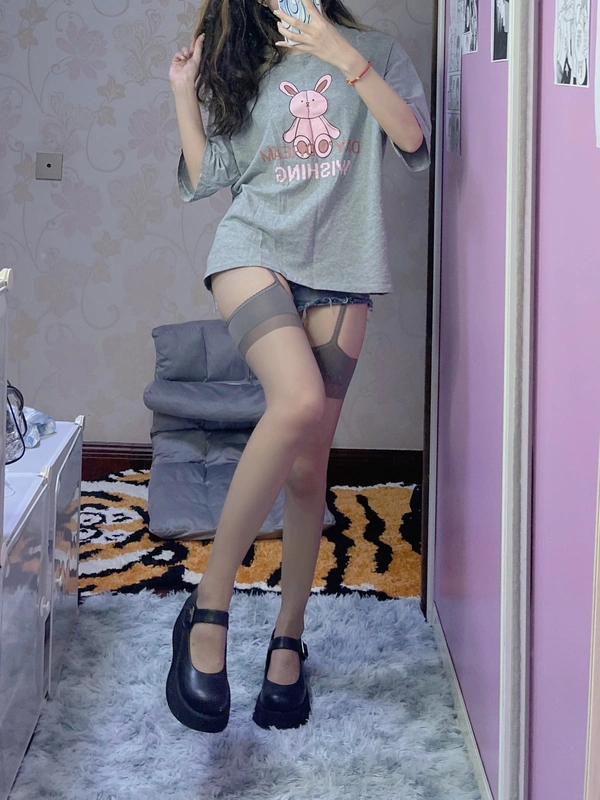 灰丝吊带裤 - Kettoe